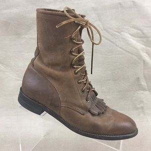 Justin Combat Boots Kiltie Roper Western Women 7.5